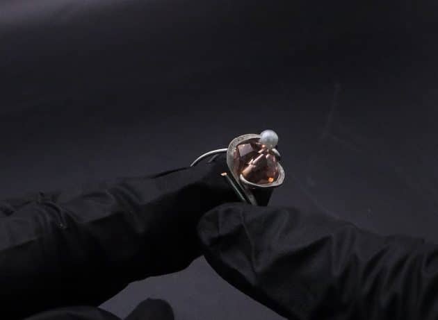 Wire-Wrapping Lovely Pink Peach Zircon Pearl Silver Wire Ring Tutorial 34