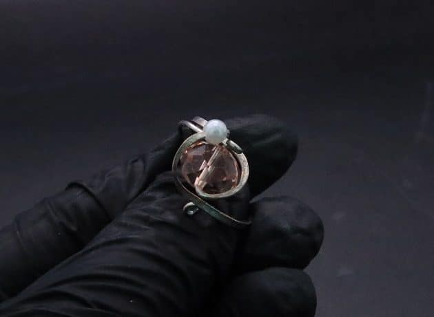Wire-Wrapping Lovely Pink Peach Zircon Pearl Silver Wire Ring Tutorial 38