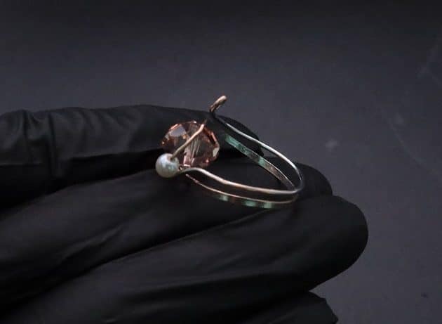 Wire-Wrapping Lovely Pink Peach Zircon Pearl Silver Wire Ring Tutorial 42