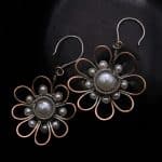 Wire-Wrapping Silver Dangle Pearl Flower Earrings Tutorial 0