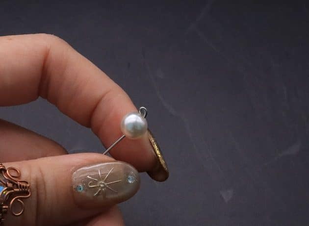 Wire-Wrapping Silver Dangle Pearl Flower Earrings Tutorial 10