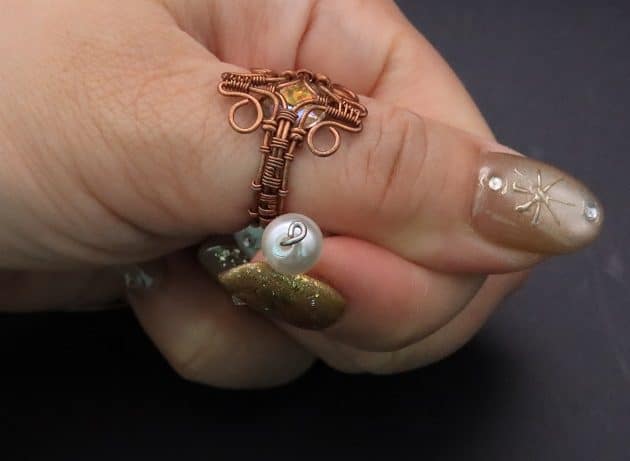 Wire-Wrapping Silver Dangle Pearl Flower Earrings Tutorial 12