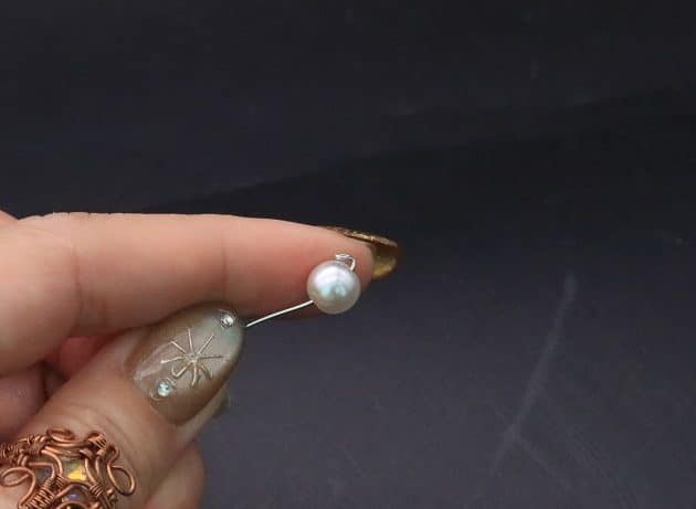 Wire-Wrapping Silver Dangle Pearl Flower Earrings Tutorial 13