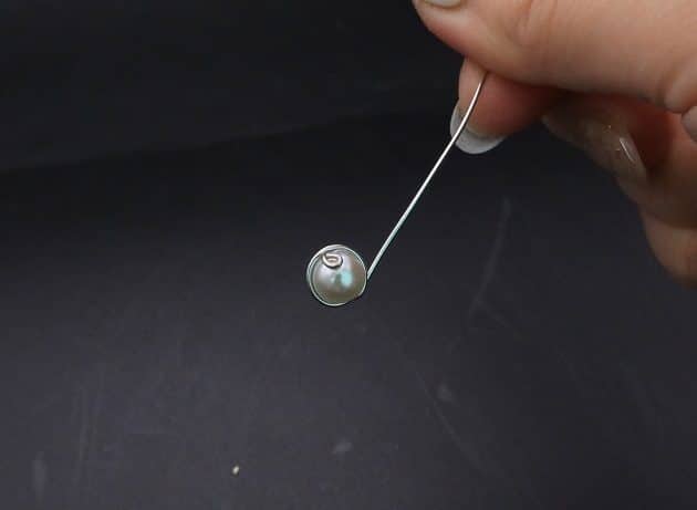 Wire-Wrapping Silver Dangle Pearl Flower Earrings Tutorial 14