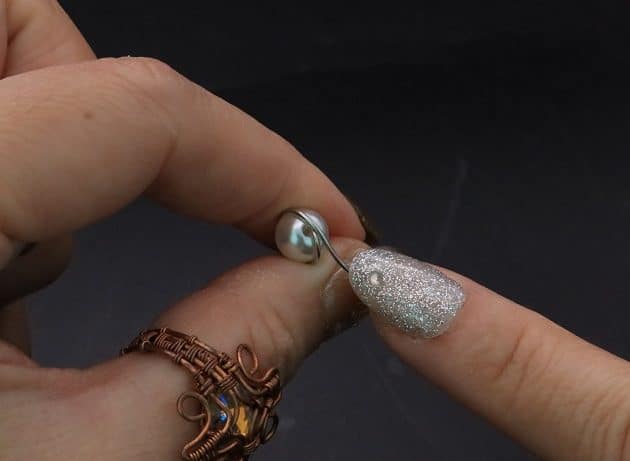 Wire-Wrapping Silver Dangle Pearl Flower Earrings Tutorial 16
