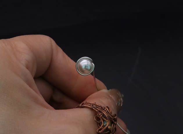 Wire-Wrapping Silver Dangle Pearl Flower Earrings Tutorial 19