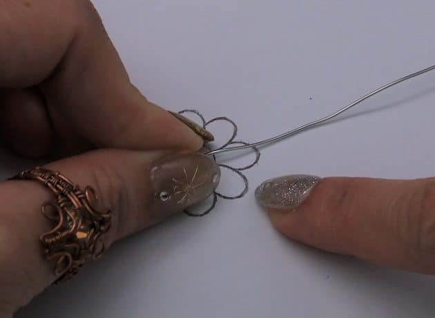 Wire-Wrapping Silver Dangle Pearl Flower Earrings Tutorial 21