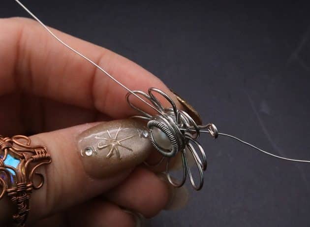 Wire-Wrapping Silver Dangle Pearl Flower Earrings Tutorial 43