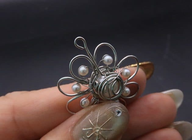 Wire-Wrapping Silver Dangle Pearl Flower Earrings Tutorial 55