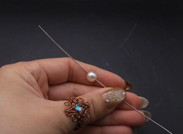 Wire-Wrapping Silver Dangle Pearl Flower Earrings Tutorial 8