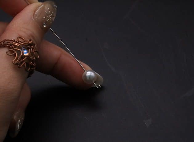 Wire-Wrapping Silver Dangle Pearl Flower Earrings Tutorial 9