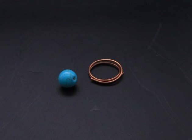Wire-Wrapping Simple Bold Turquoise Bead Copper Ring Tutorial 1