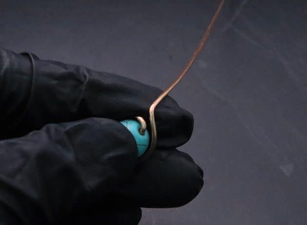 Wire-Wrapping Simple Bold Turquoise Bead Copper Ring Tutorial 11