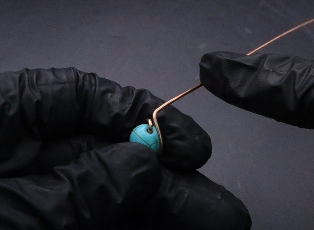 Wire-Wrapping Simple Bold Turquoise Bead Copper Ring Tutorial 12