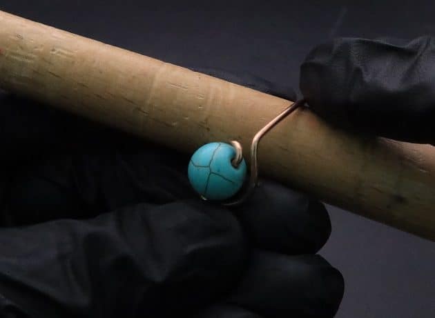 Wire-Wrapping Simple Bold Turquoise Bead Copper Ring Tutorial 13