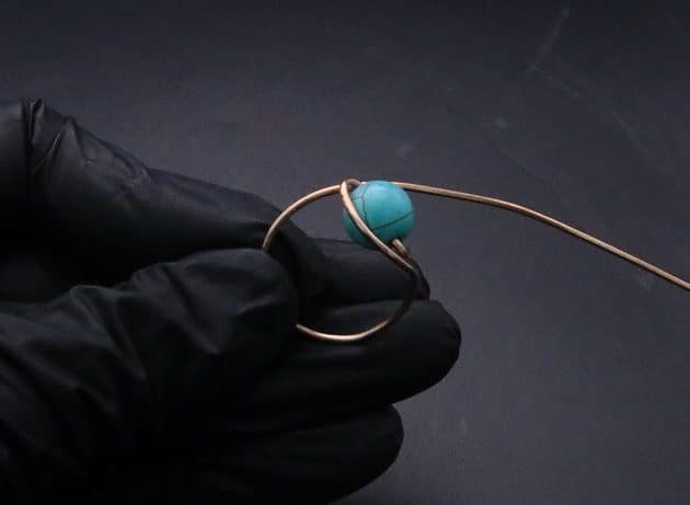 Wire-Wrapping Simple Bold Turquoise Bead Copper Ring Tutorial 14