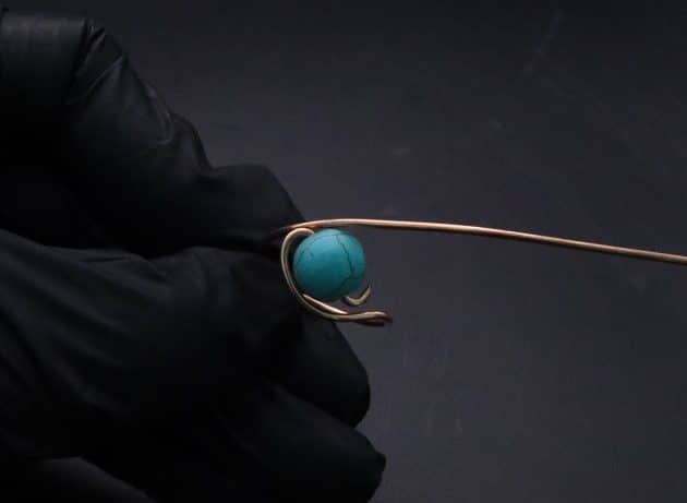 Wire-Wrapping Simple Bold Turquoise Bead Copper Ring Tutorial 15