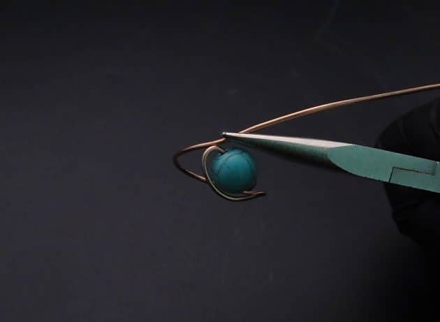 Wire-Wrapping Simple Bold Turquoise Bead Copper Ring Tutorial 17
