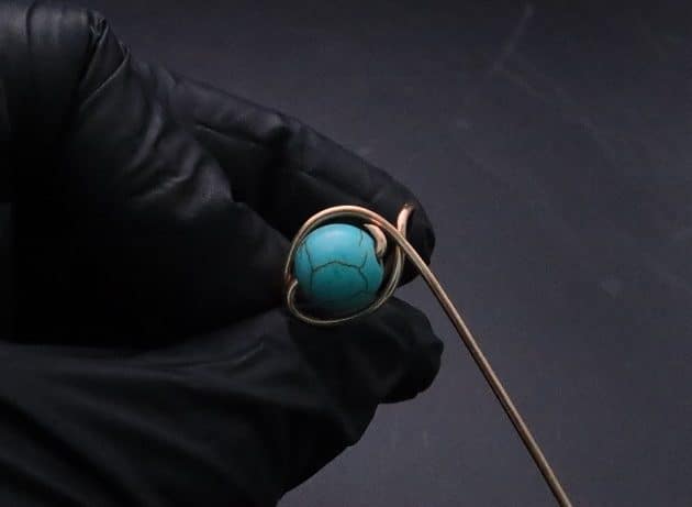 Wire-Wrapping Simple Bold Turquoise Bead Copper Ring Tutorial 18