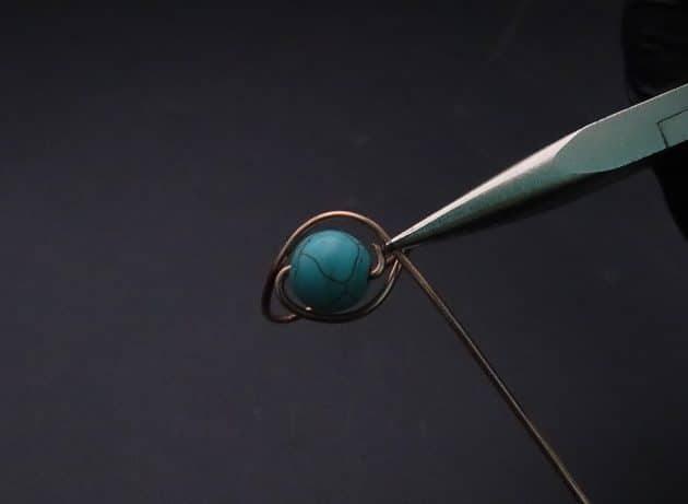 Wire-Wrapping Simple Bold Turquoise Bead Copper Ring Tutorial 20