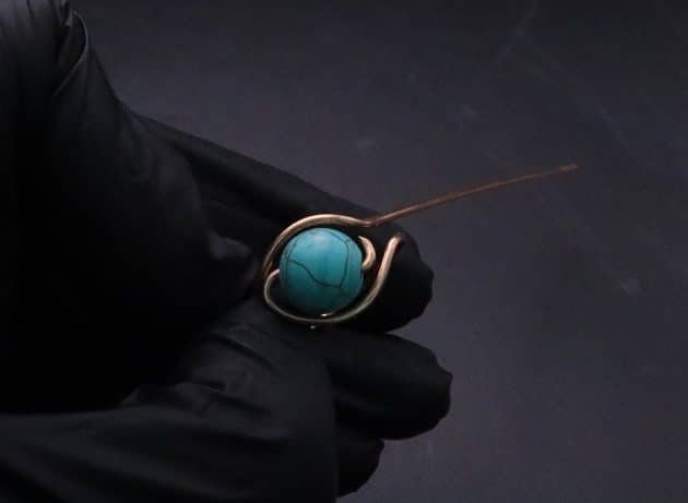 Wire-Wrapping Simple Bold Turquoise Bead Copper Ring Tutorial 21