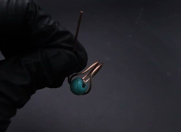 Wire-Wrapping Simple Bold Turquoise Bead Copper Ring Tutorial 24