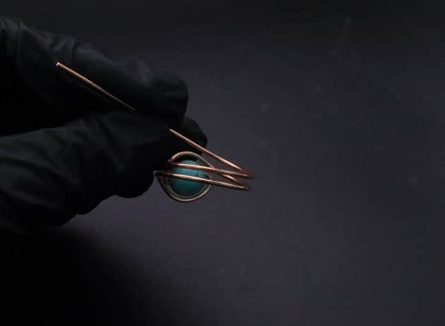 Wire-Wrapping Simple Bold Turquoise Bead Copper Ring Tutorial 25
