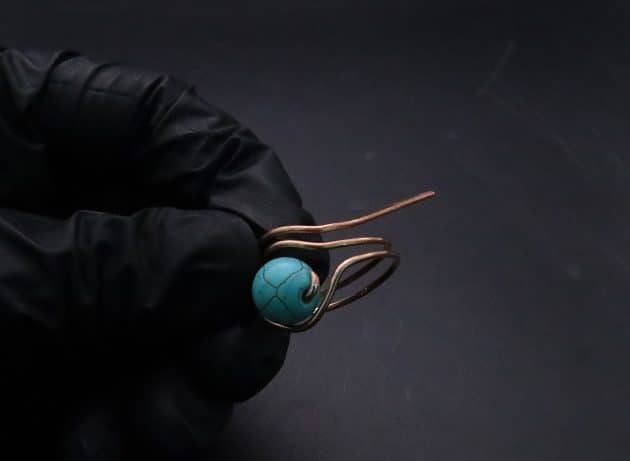 Wire-Wrapping Simple Bold Turquoise Bead Copper Ring Tutorial 29