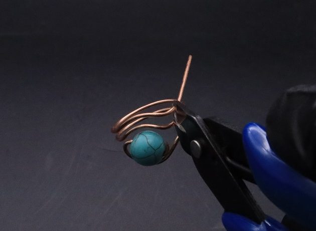 Wire-Wrapping Simple Bold Turquoise Bead Copper Ring Tutorial 30