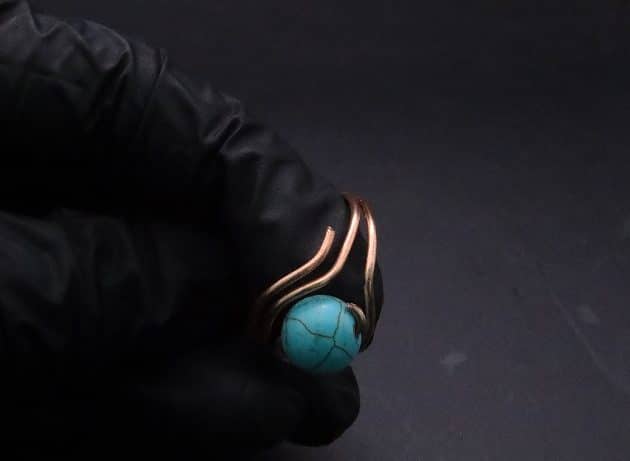 Wire-Wrapping Simple Bold Turquoise Bead Copper Ring Tutorial 31