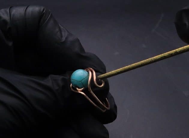 Wire-Wrapping Simple Bold Turquoise Bead Copper Ring Tutorial 34
