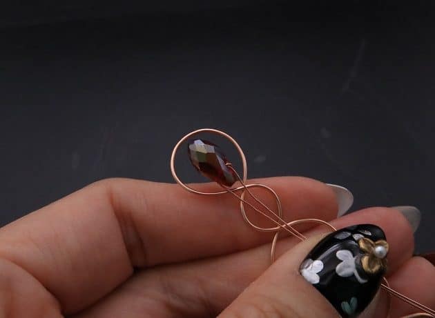 Wire-Wrapping Earthy Red Crystal Wire Loop Cuff Bracelet Tutorial 13