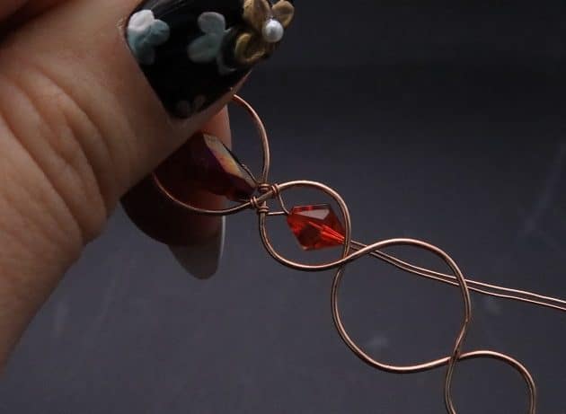 Wire-Wrapping Earthy Red Crystal Wire Loop Cuff Bracelet Tutorial 19