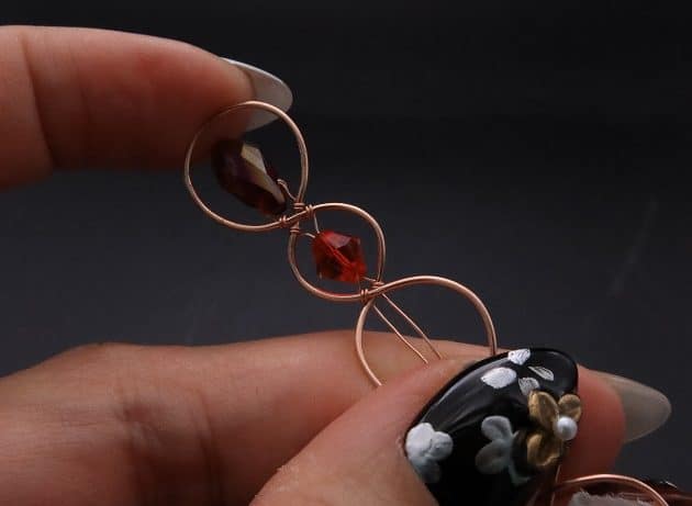 Wire-Wrapping Earthy Red Crystal Wire Loop Cuff Bracelet Tutorial 20
