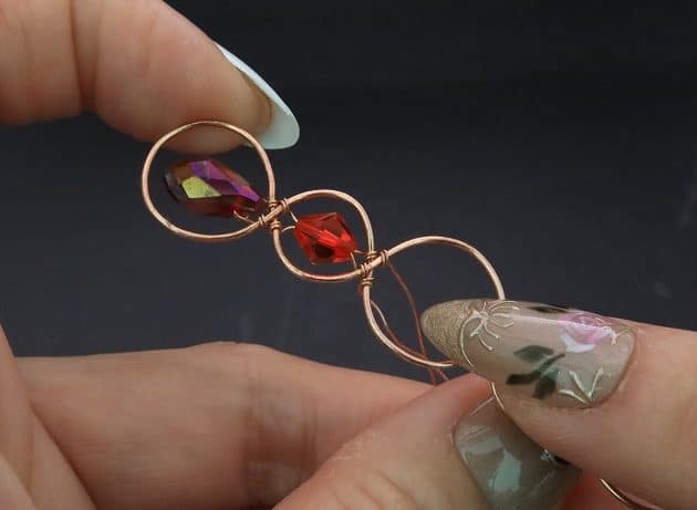 Wire-Wrapping Earthy Red Crystal Wire Loop Cuff Bracelet Tutorial 21