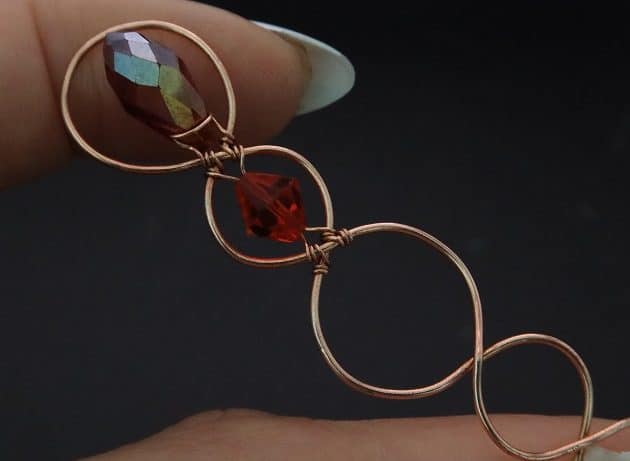 Wire-Wrapping Earthy Red Crystal Wire Loop Cuff Bracelet Tutorial 23