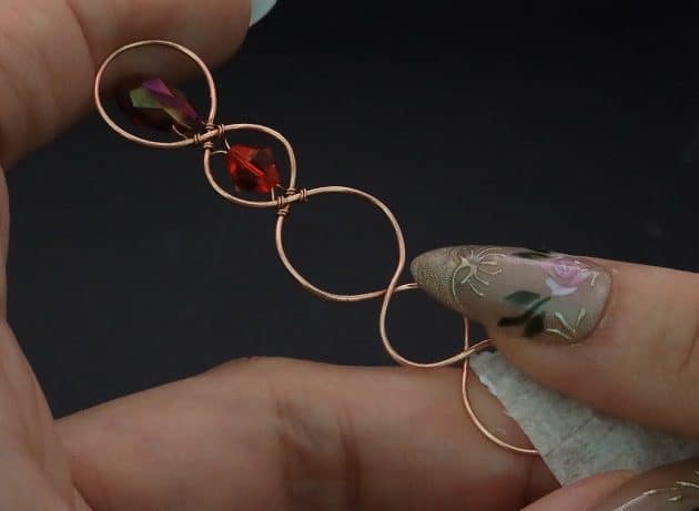 Wire-Wrapping Earthy Red Crystal Wire Loop Cuff Bracelet Tutorial 24