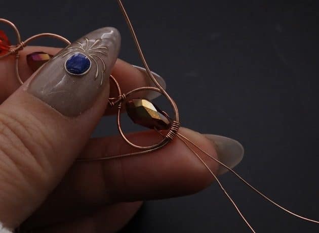 Wire-Wrapping Earthy Red Crystal Wire Loop Cuff Bracelet Tutorial 28