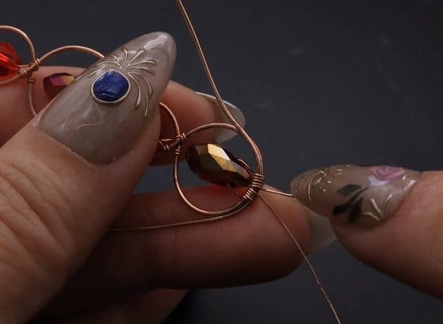 Wire-Wrapping Earthy Red Crystal Wire Loop Cuff Bracelet Tutorial 29