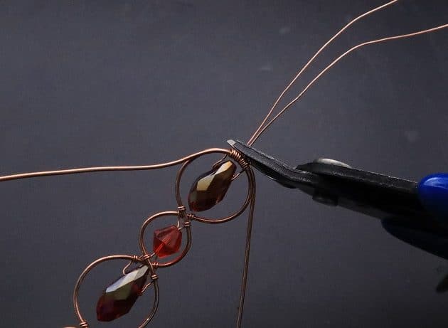 Wire-Wrapping Earthy Red Crystal Wire Loop Cuff Bracelet Tutorial 30