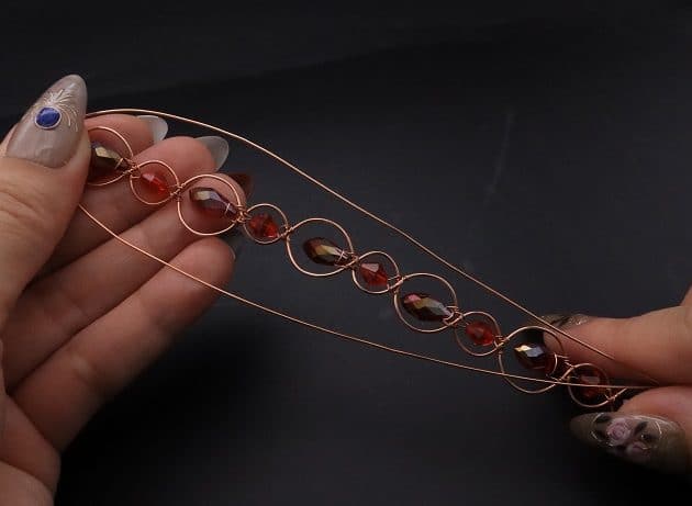 Wire-Wrapping Earthy Red Crystal Wire Loop Cuff Bracelet Tutorial 35