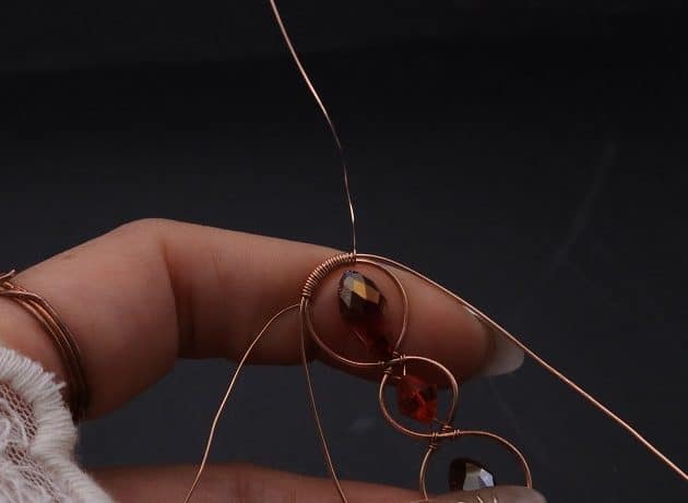 Wire-Wrapping Earthy Red Crystal Wire Loop Cuff Bracelet Tutorial 38
