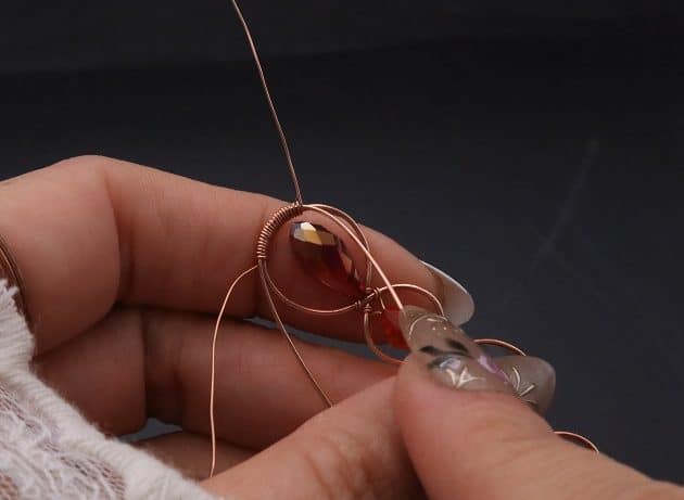 Wire-Wrapping Earthy Red Crystal Wire Loop Cuff Bracelet Tutorial 39