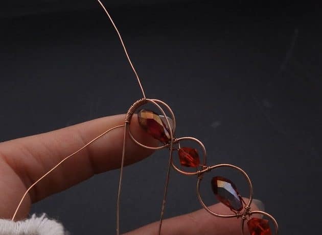 Wire-Wrapping Earthy Red Crystal Wire Loop Cuff Bracelet Tutorial 40