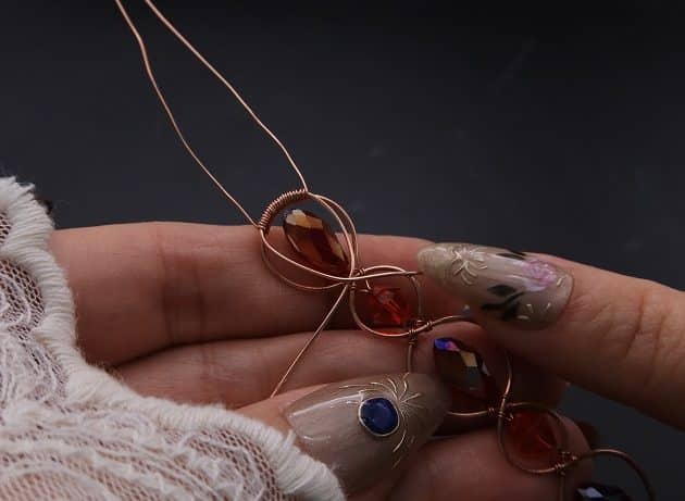 Wire-Wrapping Earthy Red Crystal Wire Loop Cuff Bracelet Tutorial 42