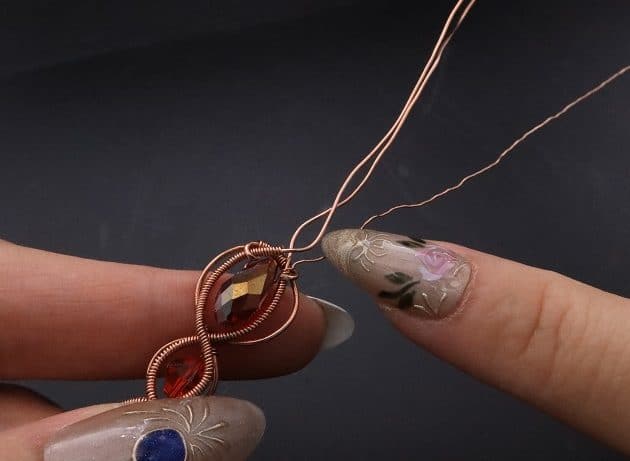 Wire-Wrapping Earthy Red Crystal Wire Loop Cuff Bracelet Tutorial 46
