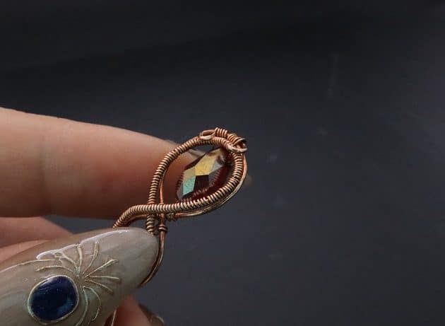 Wire-Wrapping Earthy Red Crystal Wire Loop Cuff Bracelet Tutorial 47