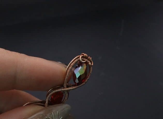 Wire-Wrapping Earthy Red Crystal Wire Loop Cuff Bracelet Tutorial 48