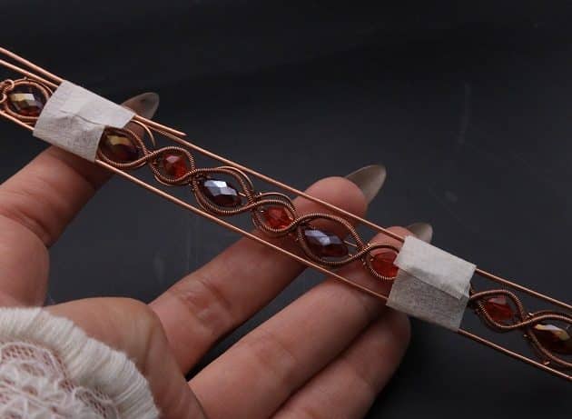 Wire-Wrapping Earthy Red Crystal Wire Loop Cuff Bracelet Tutorial 59