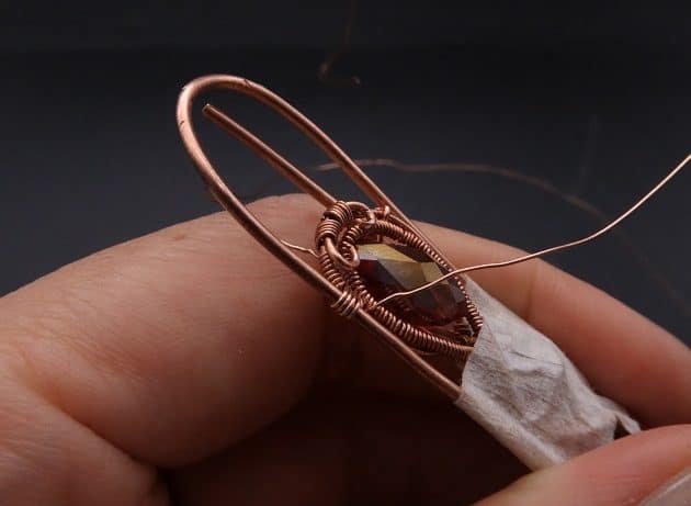 Wire-Wrapping Earthy Red Crystal Wire Loop Cuff Bracelet Tutorial 63